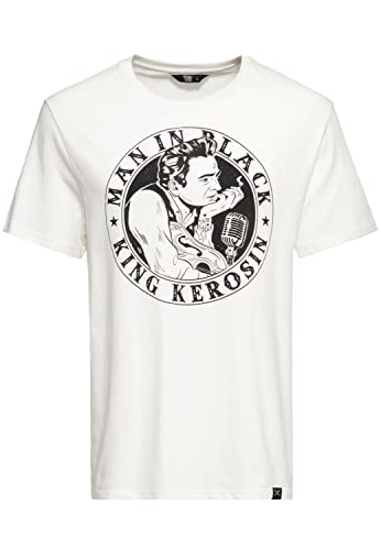King Kerosin Herren T-Shirt | Fotoprint | Frontprint | Classic Shirt | Casual | Motorcycle | Rundhalsausschnitt Man In Black