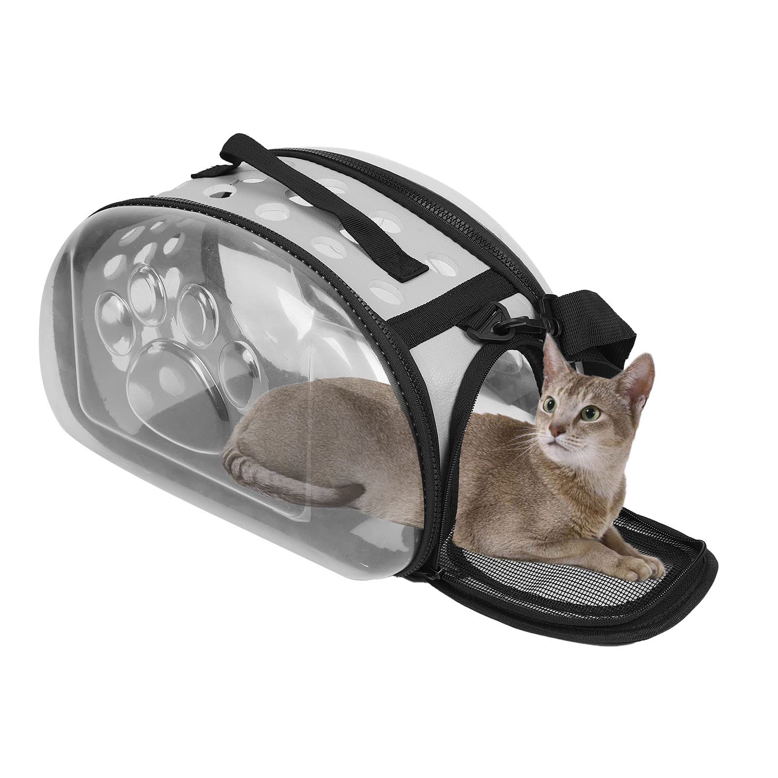 Jopwkuin Katzenbox, Transportbox Praktisch und Stilvoll Stark und bissfest für Reisende Haustiere(Grey, S)