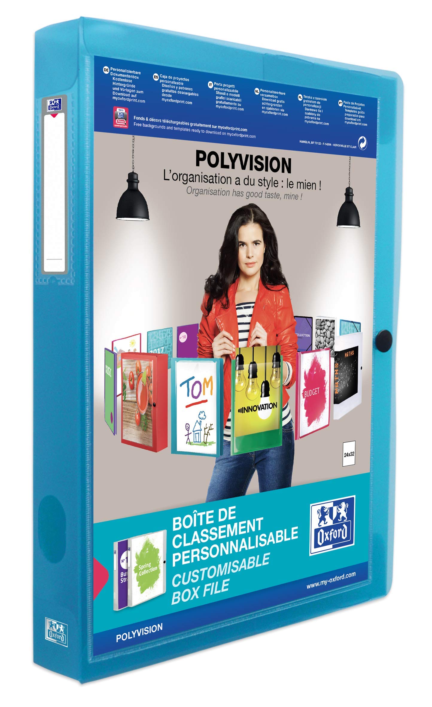 Oxford Kunststoff-Sammelbox polyvision, A4, 4 cm breit, blau, 8er Pack