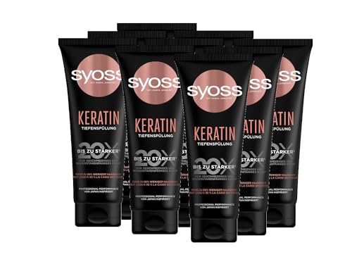 Syoss Tiefenspülung Keratin (9x 250 ml), reichhaltige Spülung mit Keratin bekämpft Frizz & sorgt für Glanz, Haarspülung für gesund aussehendes & widerstandsfähiges Haar