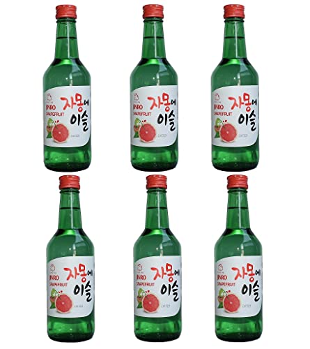 bick.shop® 6x Soju 360ml Korea original 12-13% Vol Alk. Branntwein Reiswein koreanischer Wodka Jinro (Grapefruit)