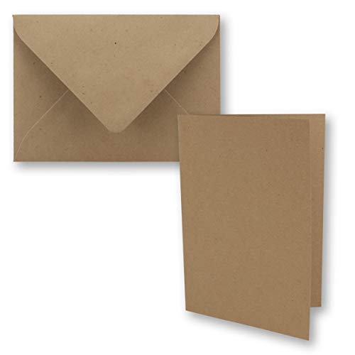 150x DIN B6 Faltkarten Set mit Umschlägen in Kraftpapier Braun - 120 x 170 mm - ideal für Einladungskarten, Hochzeit, Taufe, Kommunion, Konfirmation - Marke: FarbenFroh
