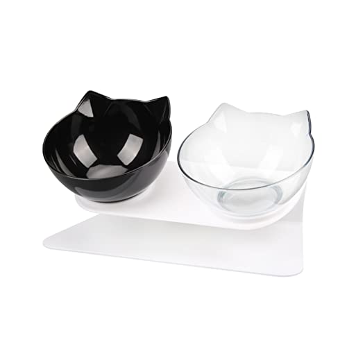 Futternapf Katze Katze Double Bowl Kätzchen Schüssel Hundeschüssel Transparent Material rutschfeste Lebensmittelschüssel mit Schutzhaut Zervix Rücken Katze Zubehör Geneigter futternapf Katze (Size :