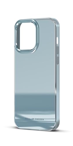 IDEAL OF SWEDEN Durchsichtige Handyhülle mit erhöhten Kanten und Nicht vergilbenden Materialien, fallgetesteter Schutz mit Spiegel Finish, kompatibel mit iPhone 15 Pro Max (Sky Blue Mirror)
