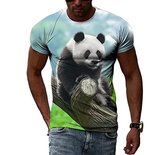 CUSMA Blaues Animal Giant Panda T-Shirt für Frauen und Männer