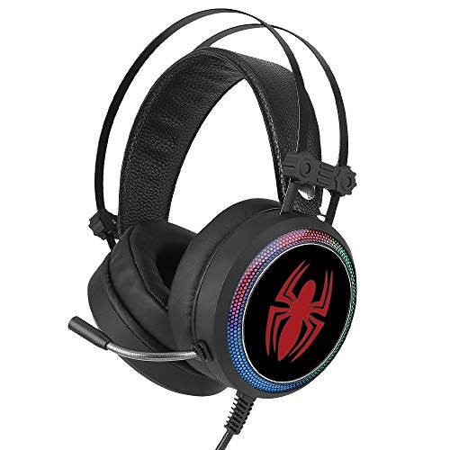 ERT GROUP Spiderman Kopfhörer, Gaming-Headset mit Mikrofon, Over-Ear-Kopfhörer mit verstellbarem Kopfbügel, 2,2 m USB-Headset, LED-Ohrmuscheln mit Marvel-Design