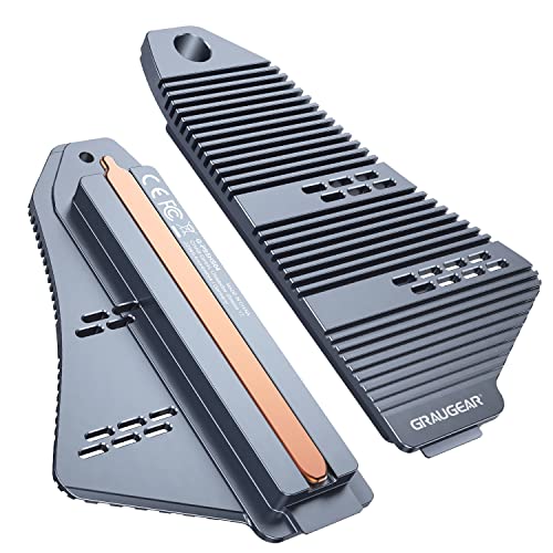 GRAUGEAR PS5 SSD Kühlkörperabdeckung, M.2 NVMe PS5 Kühlkörper, Shuttle geformtes Design, Wärmeableitung mit Heatpipe-Kühler und Aluminiumlamelle für NVMe M2 PCIe 4.0 [G-PS5HS04]