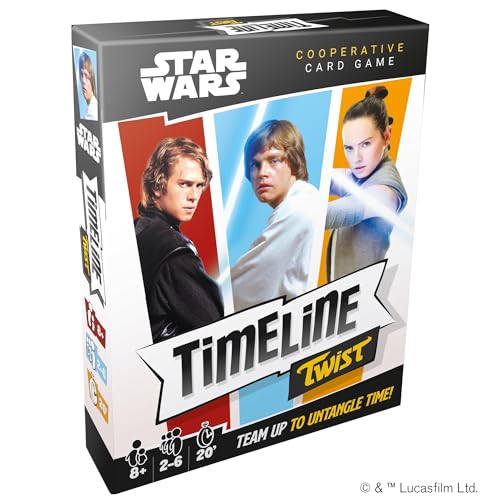 Timeline Twist Star Wars Edition - Arrangieren Sie ikonische Filmszenen! Kooperatives Quizspiel, lustiges Familienspiel für Kinder und Erwachsene, ab 8 Jahren, 2-6 Spieler, 20 Minuten Spielzeit,