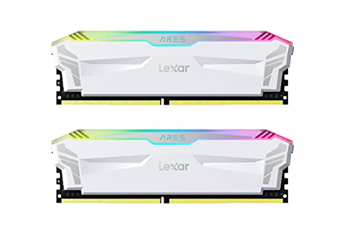 Lexar ARES RGB DDR4 RAM 16GB Kit (8GB x 2) 4000 MHz, DRAM 288-Pin U-DIMM Desktop Memory, XMP 2.0 Hochleistungs Arbeitsspeicher, CL18-22-22-42, PC4-32000, Weiß (LD4EU008G-R4000GDWA)