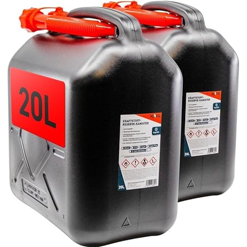 Benzin Kanister 20L (2x) schwarz Reservekanister Kraftstoff Öl