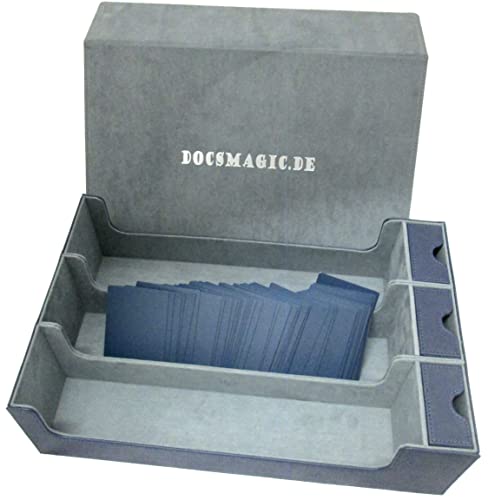 docsmagic.de Premium 3-Row Trading Card Storage Box Blue + Trays & Divider - MTG PKM YGO - Aufbewahrungsbox Blau