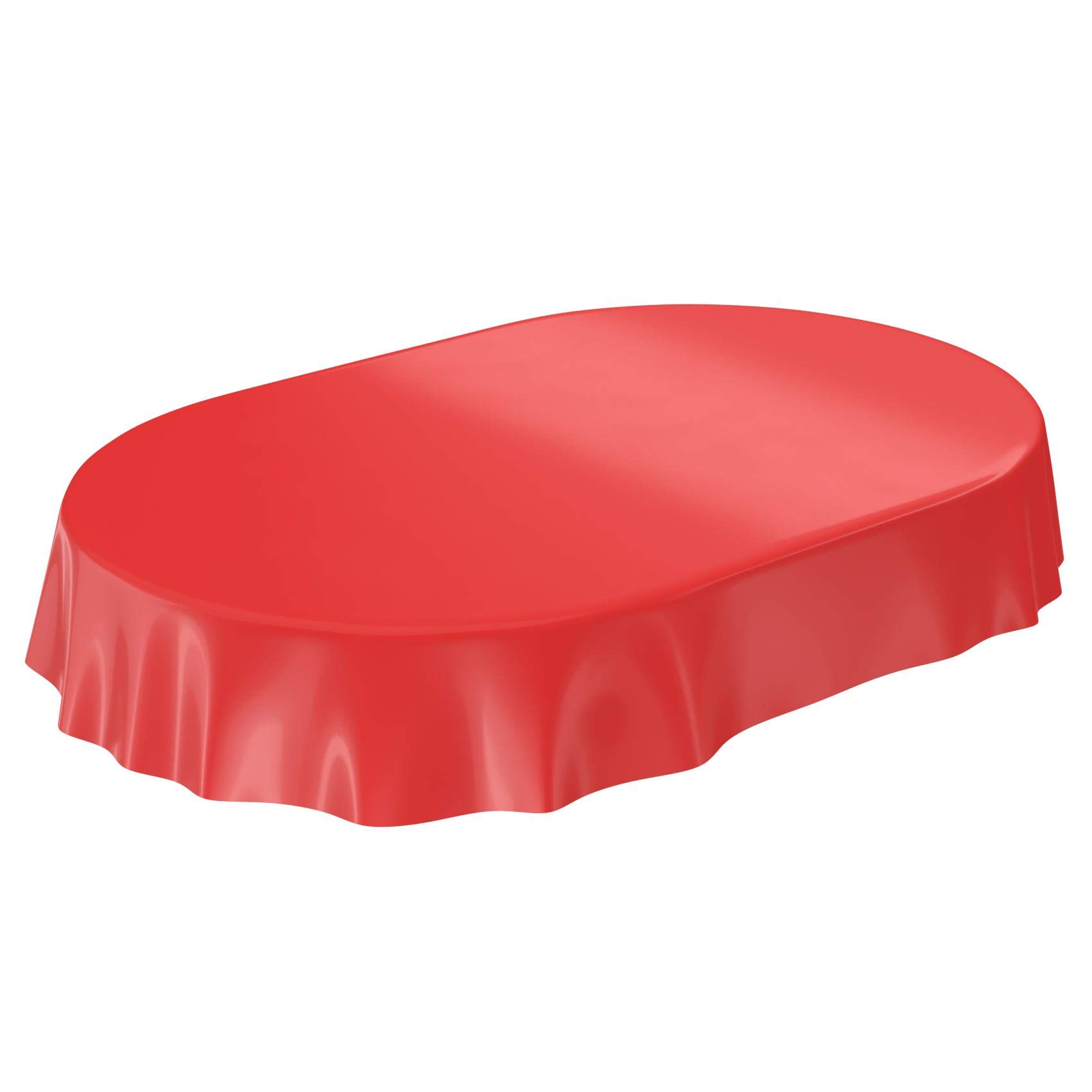 Wachstuchtischdecke Wachstuch abwaschbare Tischdecke Uni Glanz Einfarbig Rot Eingefasst Oval 140 x 240cm