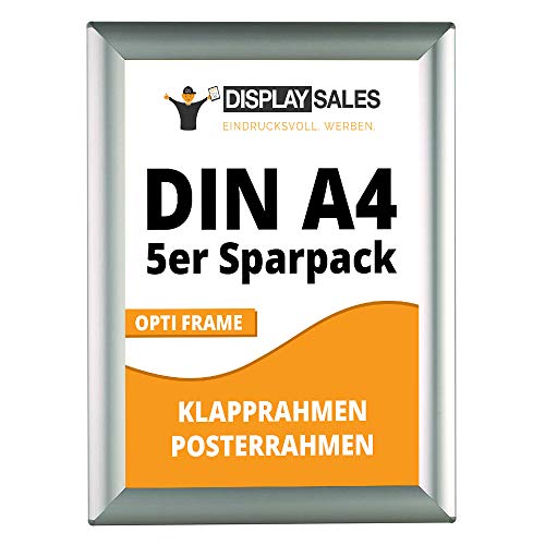 DISPLAY SALES Klapprahmen (5 St.) Opti Frame DIN A4 25 mm Sparpack Wechselrahmen Plakatrahmen Posterrahmen