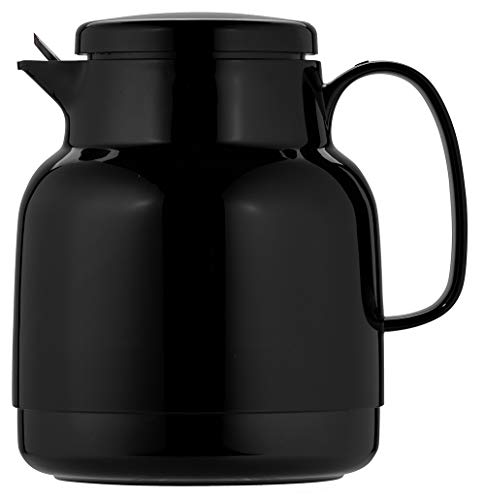 Helios Isolierkanne 1,0 Liter mit Teesieb, schwarz, Kunststoff, 14.2 x 13.6 x 19.3 cm