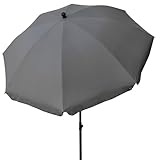 Aktive 85304 Garten-Sonnenschirm UV30, Ø240 cm, grau, Mast 28-32 mm, flexibler Mast, höhenverstellbar, große Sonnenschirme