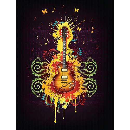 Wee Blue Coo Gemälde Illustration Gitarre Paint Splach Butterfly Groovy Cool Retro Leinwand Druck