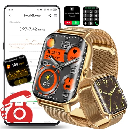 Fohatu W11 𝐁𝐥𝐮𝐭𝐳𝐮𝐜𝐤𝐞𝐫𝐆𝐥𝐮𝐜𝐨𝐬𝐞 Smartwatch Fitness-Tracker,Fitnessuhr Mit Smartwatch Mit Bluetooth -Anruf,𝐃𝐢𝐚𝐛𝐞𝐭𝐞𝐬 Smart Fitness Tracker Pulsschlag Blutdruck Schlafmonitor,G