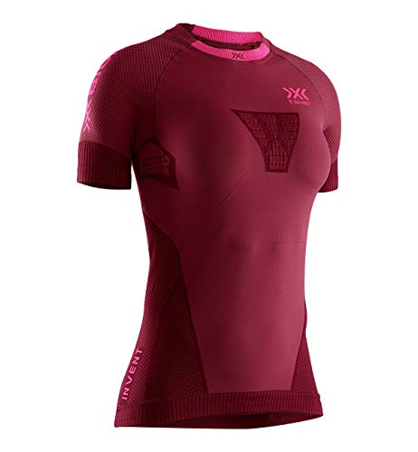 X-Bionic Damen Invent Run Speed, Short Sleeve Shirt, namid red/Neon flamigo, XS