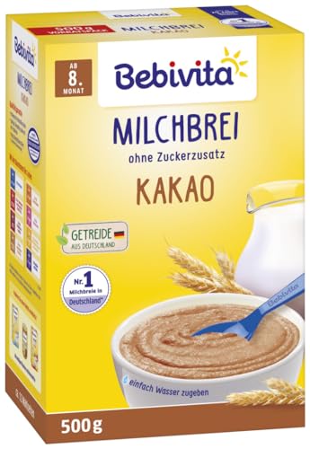 Bebivita Milchbreie ohne Zuckerzusatz-Großpackung, Milchbrei Kakao, 4er Pack (4 x 500 g)