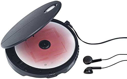 auvisio Portabler CD Player: Tragbarer CD-Player mit Anti-Shock, Bass Boost und In-Ear-Kopfhörern (Mobiler CD Player)