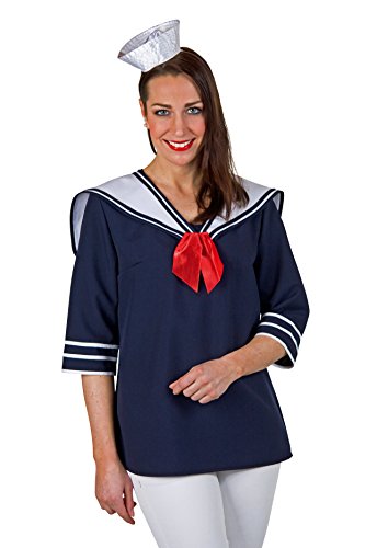 Karnevalkostüm dunkelblaue Matrosenbluse mit Kragen für Damen (Large)