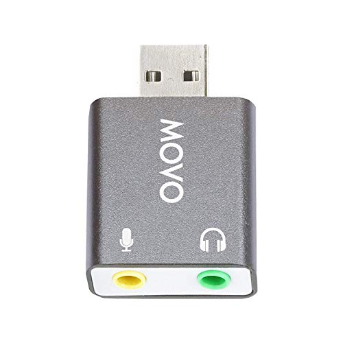 Movo USB-AC1 3,5 mm TRRS Mikrofon auf USB 2.0 Stereo Digital Audio Konverter – USB-Soundkartenadapter für Computer oder Laptop – konvertiert USB-Eingang auf 3,5 mm TRRS-Kopfhörer oder Mikrofonbuchse