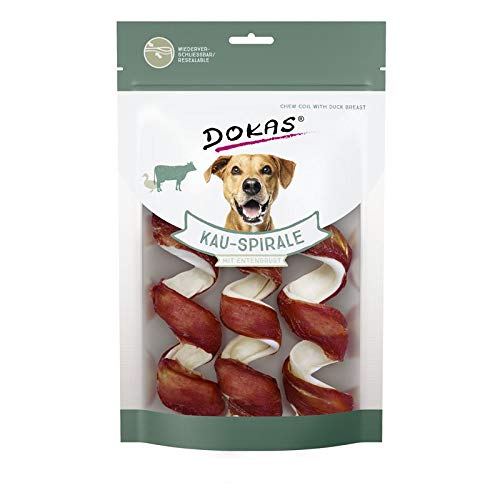 DOKAS Kau-Spirale mit Entenbrust - Getreidefreier Premium Snack für Hunde aus Rinderhaut und Ente - Ideal für zwischendurch - 1 x 110 g