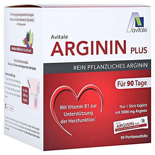 Avitale Arginin plus Sticks zur Herstellung einer Trinklösung mit 3000 mg rein pflanzlichem Arginin, Vitamin B1, B6, B12 und Folsäure, 531 g