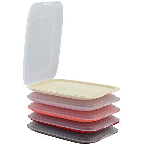 Gariella - Hochwertige stapelbare Aufschnitt-Boxen, Frischhaltedose für Aufschnitt. Wurst Behälter. Perfekte Ordnung im Kühlschrank, 5 Stück Farbe Multicolor, Maße 25 x 17 x 3.3 cm