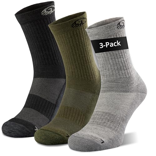 GIESSWEIN Merino Wandersocken - 3er Pack gepolsterte Trekking Socken für Damen & Herren, Outdoor Funktions-Strümpfe aus Merinowolle, Anti-Blasen-Polsterung