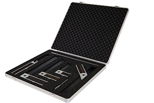 Ulmia Präzisions-Winkel-Set Black Edition (inkl. Koffer, Präzisionswinkel + Präzisionsgehrmaß, Stahllineal, Druckminenbleistift. Werkzeug mit Holzeinlage Räuchereiche)