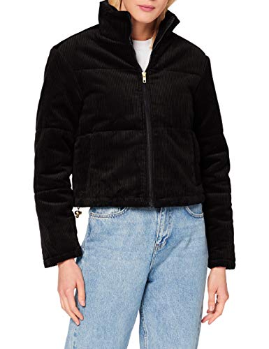 Urban Classics Damen Ladies Corduroy Puffer Jacket Jacken, Black, XL