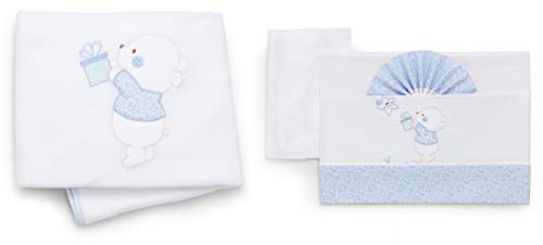 Italbaby Kinderbett Set 4 Stück Fleecedecke Bear hellblau - 600 g