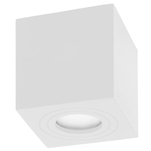 Adviti Megy Deckenleuchte Quadratisch GU10 IP54 Wasserdicht 50W Max (Glühbirne Separat Kaufen) (Weiß)