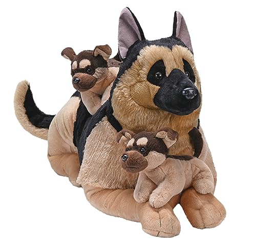 Wild Republic Cuddlekins Jumbo Mutter und Welpen Deutscher Schäferhund, Stofftier, 76 cm, Plüschtier, Füllung aus gesponnenen recycelten Wasserflaschen