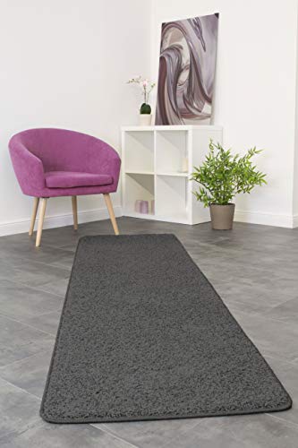misento Shaggy Hochflor Teppich für Wohnzimmer Langflor, schadstoff geprüft 100 % Polypropylen, grau-braun 67 x 250 cm