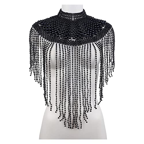 Perlen-Schal-Halsketten für Damen, Perlen-Oberteil, BH-Kette, Perlen-Körperkette, Schmuck, Hochzeitskleid-Accessoires (D wie abgebildet)