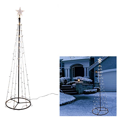 HI LED Baum 120,180,240cm mit Stern Metall Lichterbaum Weihnachtsbaum Kegelbaum, Baum Längen:120 cm