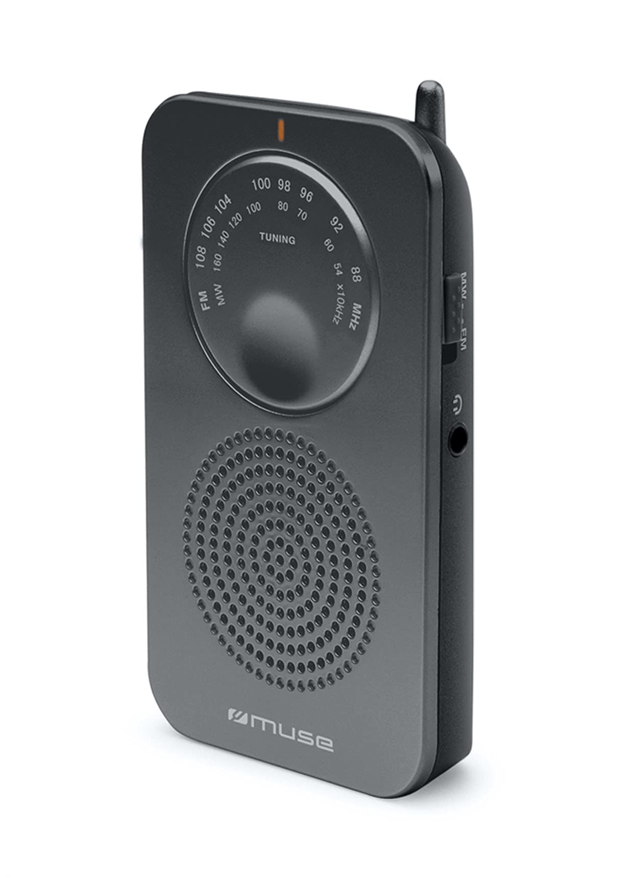 Muse M-01RS Pocket-Radio (UKW/MW-Tuner, Kopfhörer-Anschluß) Silber