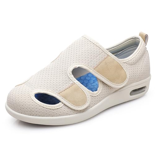 MONDEX Diabetiker Schuhe für Herren Damen, Extra Weit Verstellbare Sandalen mit Klettverschluss, Einfaches An- und Ausziehen Senioren Hausschuhe Für Geschwollene Füße,B,37