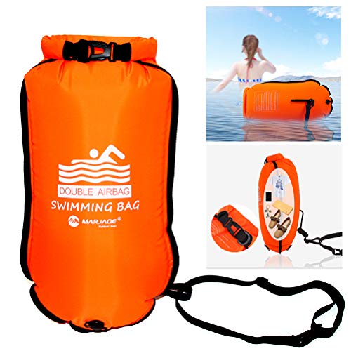 BASOYO Double Air Bags Aufblasbare Badetasche Schwimmring Aufbewahrung wasserdichte PVC-Rettungsringboje Open Water Aufblasbare Schwimmblase Schwimmer Für Schwimmer, Triathleten