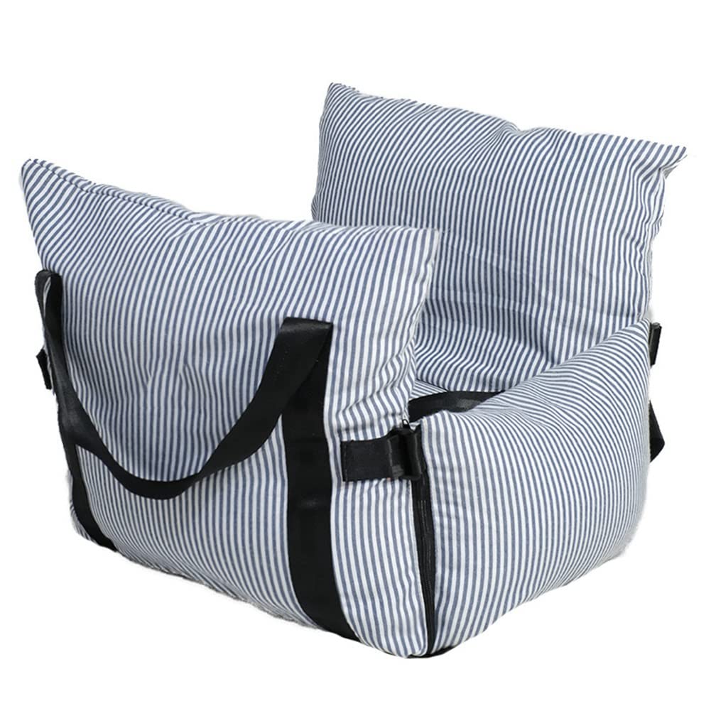 DINESA Haustier-Autositztasche für Welpen, abnehmbar, mit feinen Streifen, Blau
