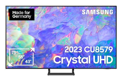 Samsung Crystal CU8579 Fernseher 75 Zoll, Dynamic Crystal Color, AirSlim Design, Crystal Prozessor 4K, Smart TV, GU75CU8579UXZG, Deutsches Modell [2023]