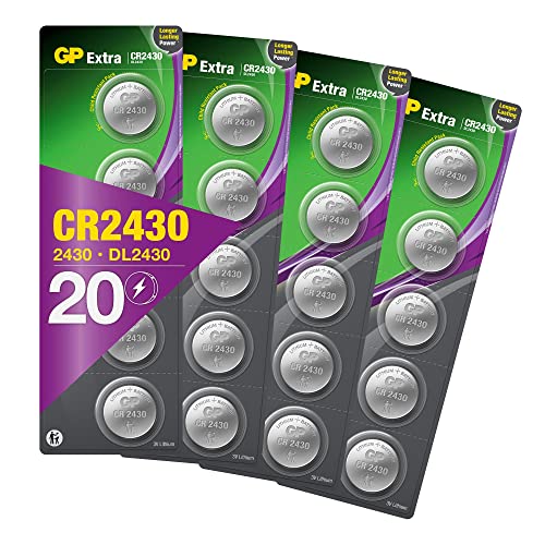 GP Extra Lithium Knopfzellen CR2430 3V | 20 Stück Knopfbatterien CR 2430 3 Volt (Batterien einzeln entnehmbar)