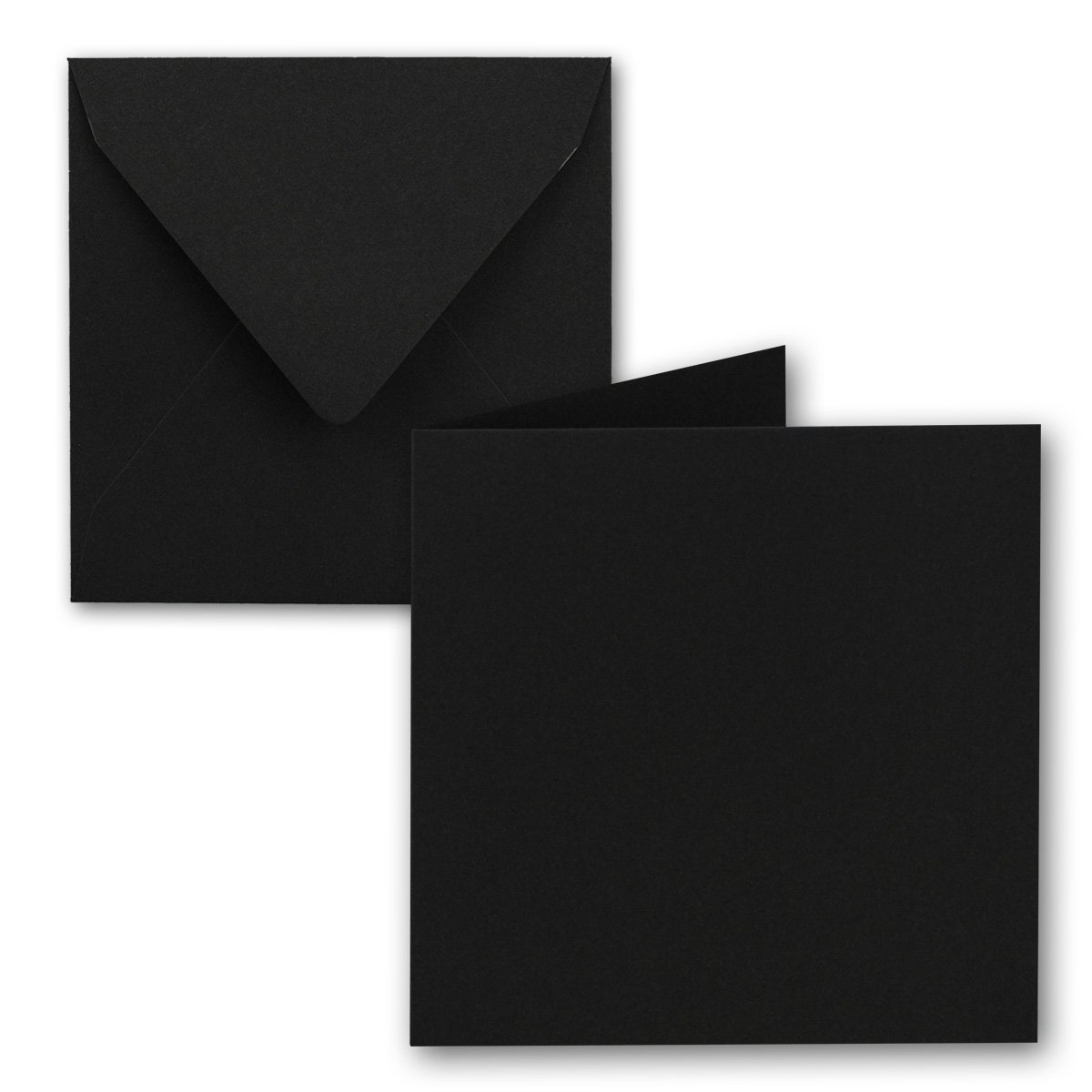 75x Quadratisches Falt-Karten-Set - 15 x 15 cm - mit Brief-Umschlägen - Schwarz - Nassklebung - für Grußkarten, Einladungen & mehr
