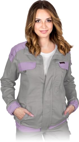 CORTON Damen-Schutz-Sweatshirt: 100% Baumwolle, 260 g/m², Reißverschluss und Klettverschluss, Reflektierend, Farbe: Hellgrau - Heidekraut, Größe 3XL