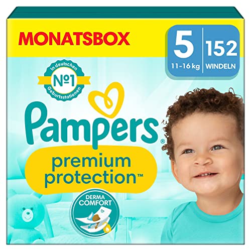 Pampers Premium Protection Größe 5, 152 Windeln, 11kg - 16kg, Komfort und Schutz von Pampers für empfindliche Haut