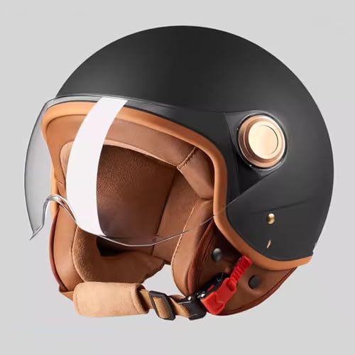 Retro Motorradhelm DOT/ECE-Zulassung, Motorrad Klapphelme, Motorrad Halbhelme, Motorrad 3/4 Helm, Mit Visier Offener Helm, Herren Damen Jethelme Für Chopper Scooter Moped ,A