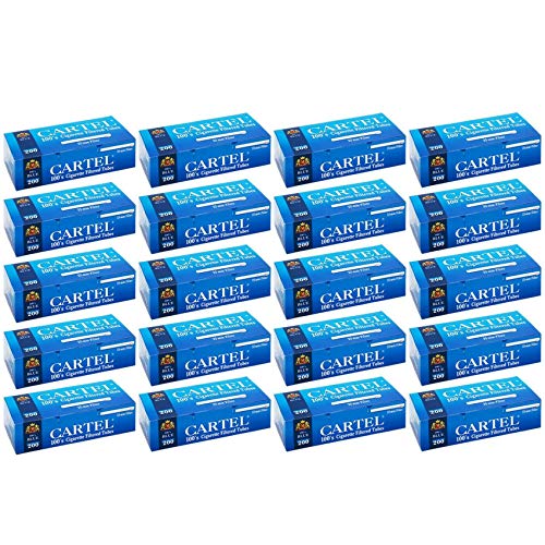 Cartel Blue Zigarettenfilter, 100 Stück, leer, weißer Filter, lange Spitzen, Premium-Papier, doppelter Silberring, Rizla, Rauchen, stilvoll, elegant, gefilterter Tabak, 4000 Stück