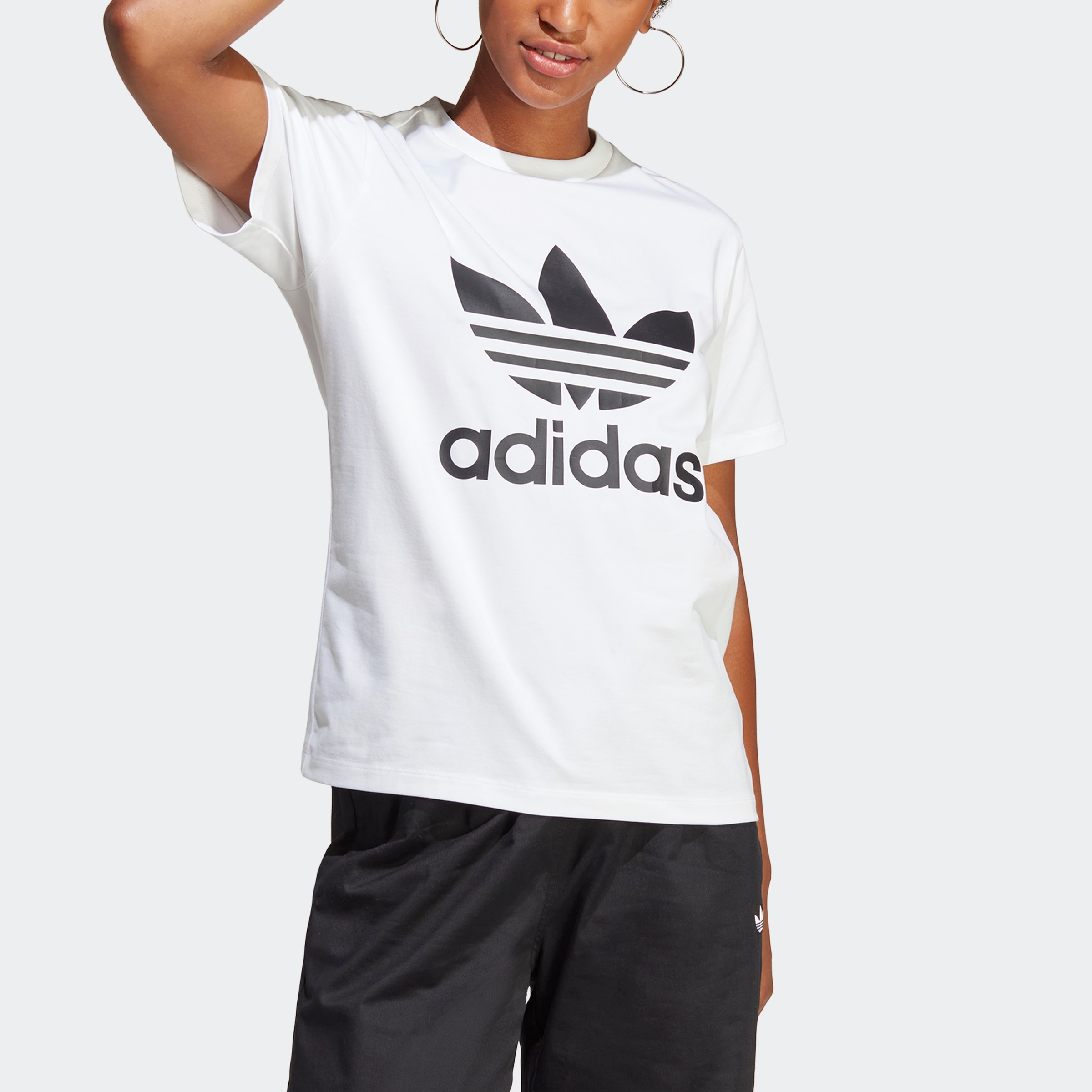 adidas Women's Trefoil Tee T-Shirt, White, Large
